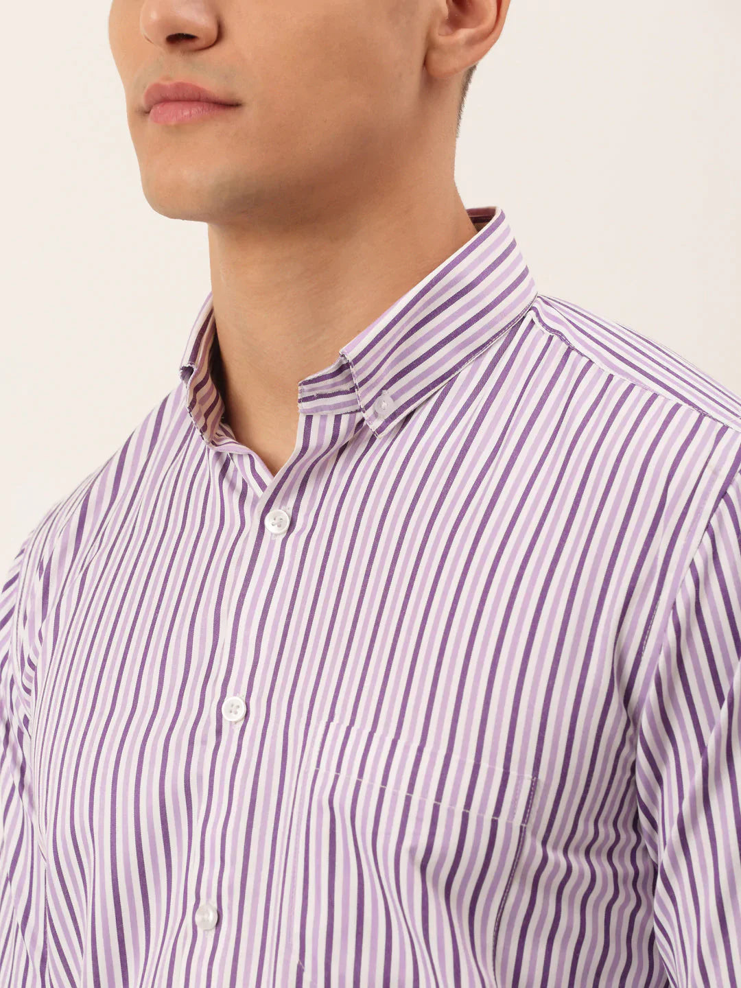 Jainish Men's Cotton Checked Button Down Collar Formal Shirts ( SF 809Purple )