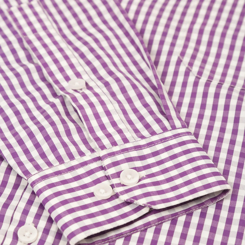 Jainish Men's Cotton Checked Button Down Collar Formal Shirts ( SF 810Purple )