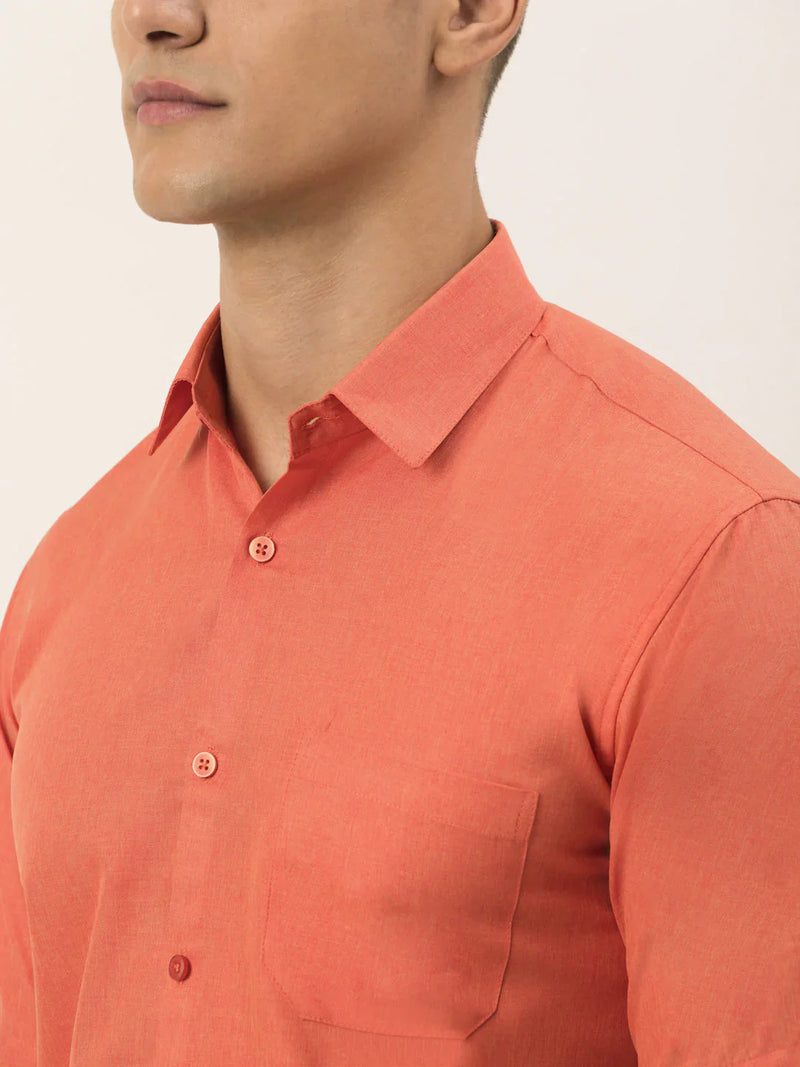 Jainish Men's Cotton Solid Half Sleeve Formal Shirts ( SF 811Peach )