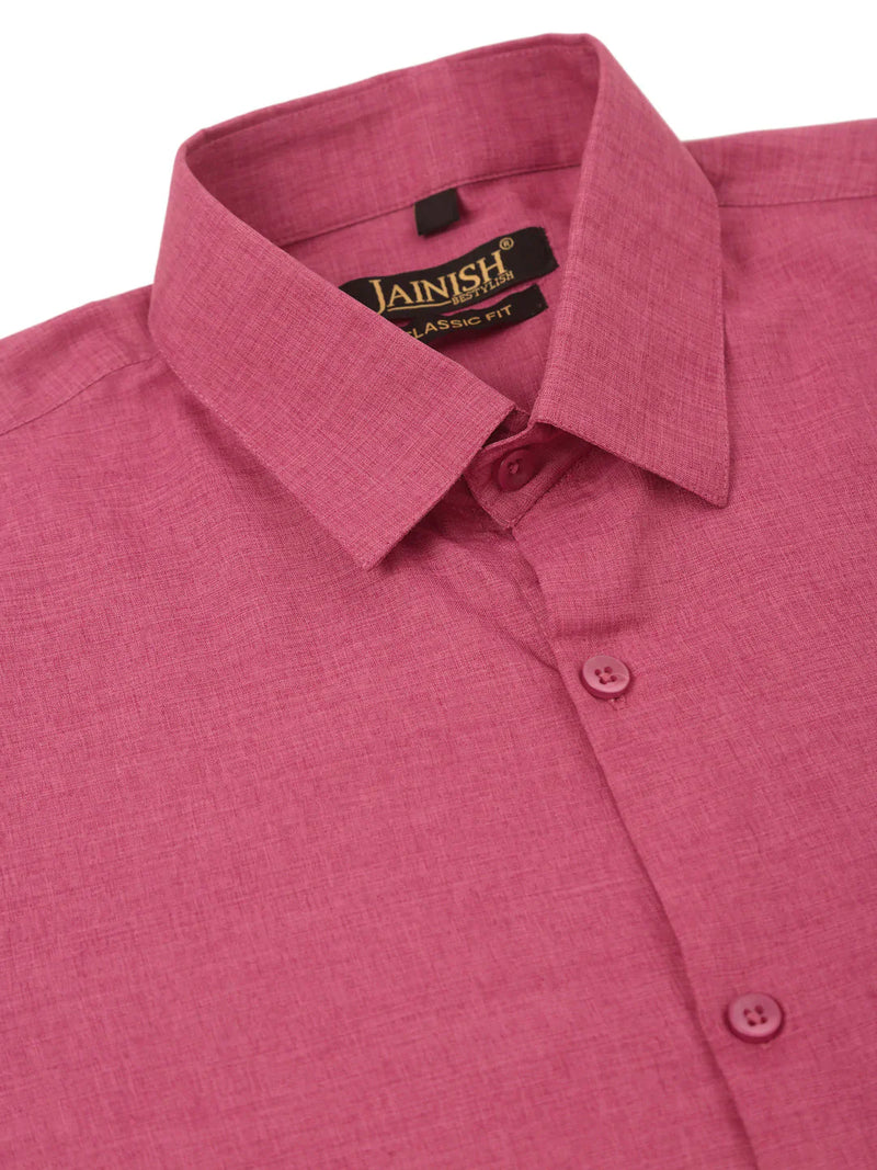 Jainish Men's Cotton Solid Half Sleeve Formal Shirts ( SF 811Pink )