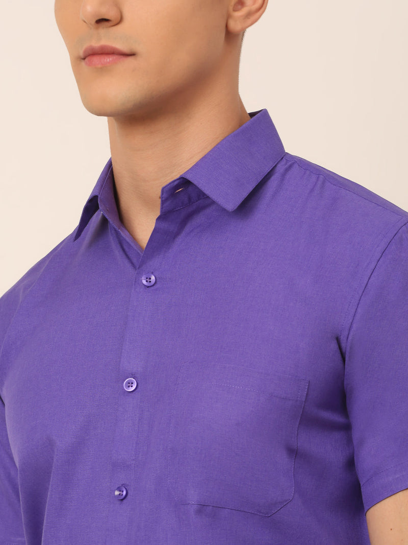 Men's Cotton Solid Half Sleeves Formal Shirt