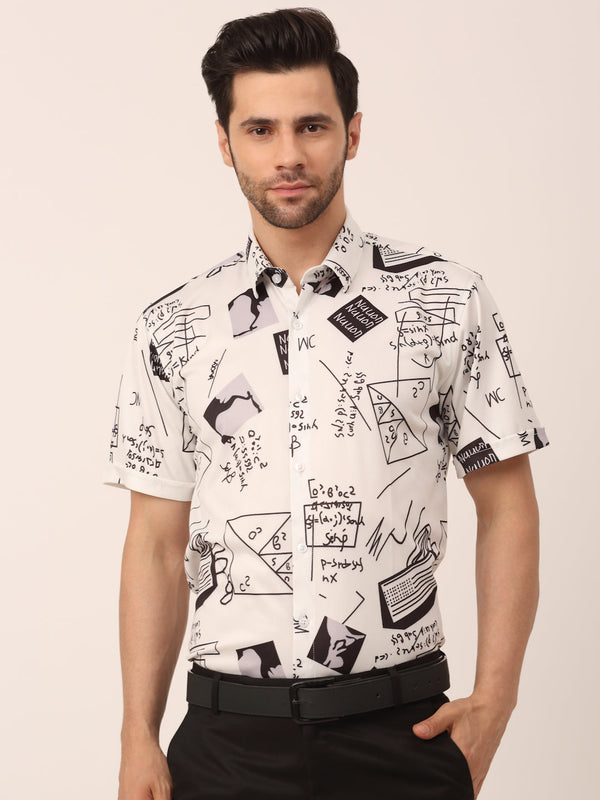 Indian Needle Men's Lycra Printed Half Sleeve Formal Shirts