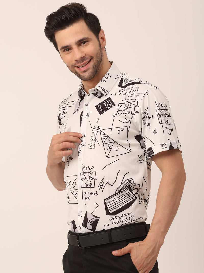 Indian Needle Men's Lycra Printed Half Sleeve Formal Shirts