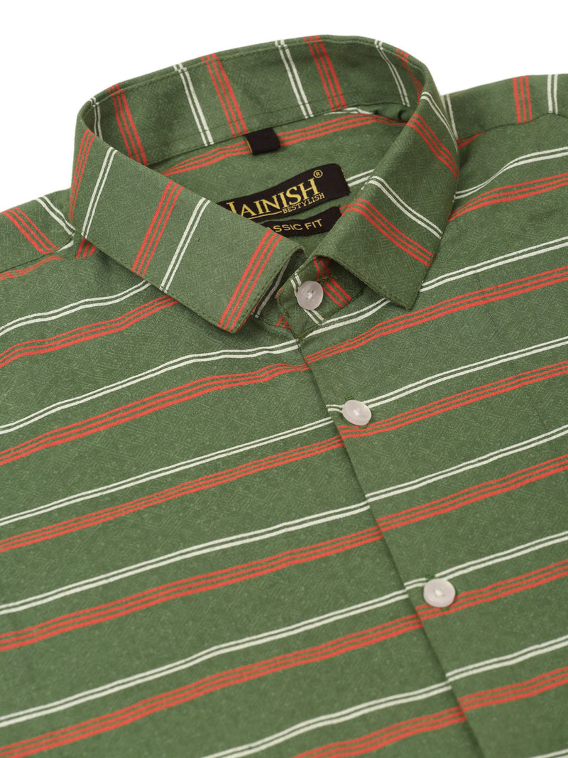 Indian Needle Men's Cotton Striped Half Sleeve Formal Shirts