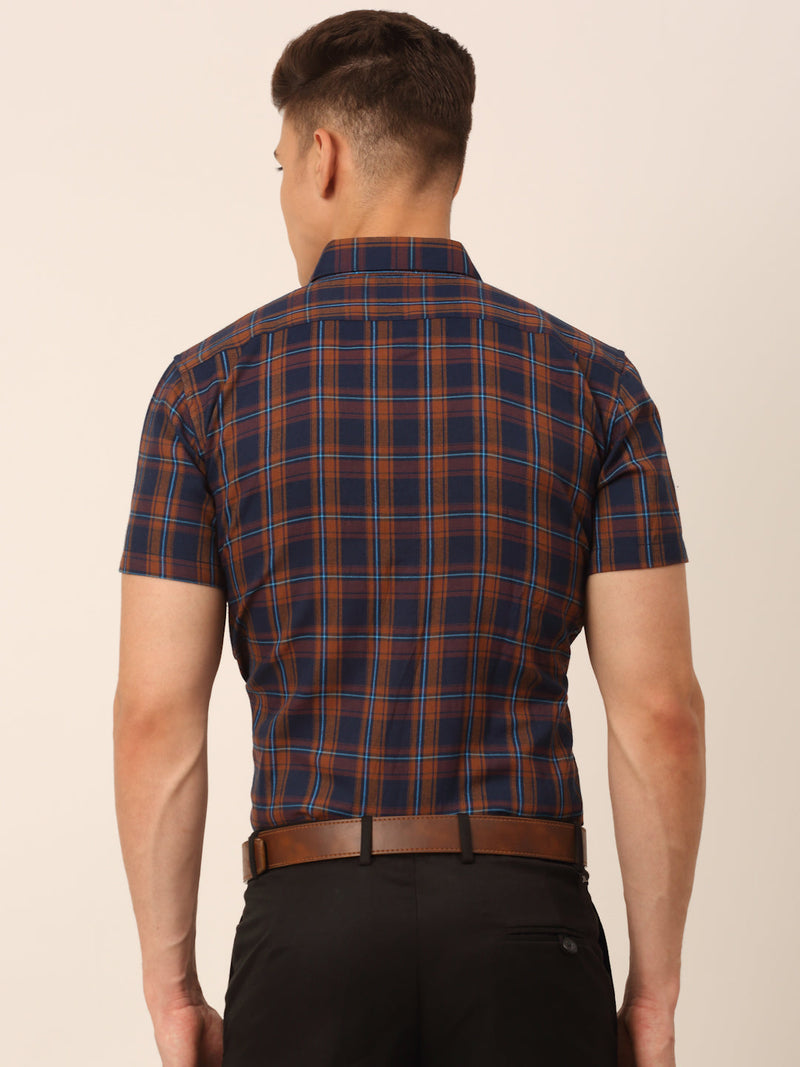 Men's Cotton Checked Half Sleeves Formal Shirts