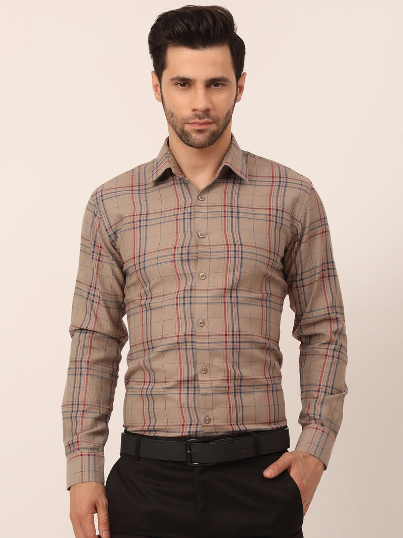 Indian Needle Men's Cotton Checked Formal Shirts