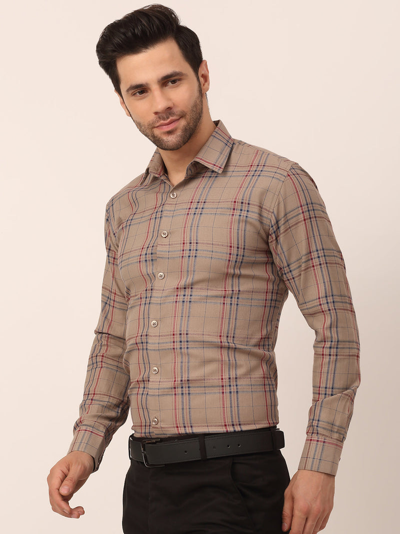 Indian Needle Men's Cotton Checked Formal Shirts