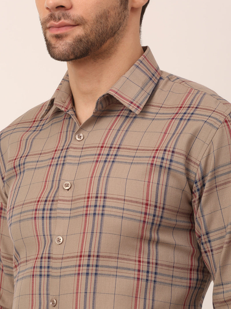 Indian Needle Men's Cotton Checked Formal Shirts