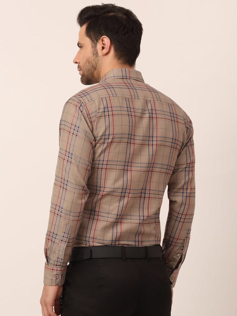 Indian Needle Men's Cotton Checked Formal Shirts