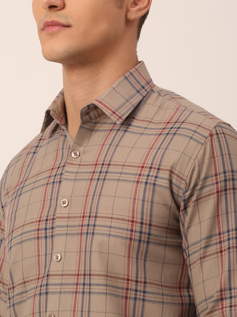 Indian Needle Men's Cotton Checked Formal Shirts