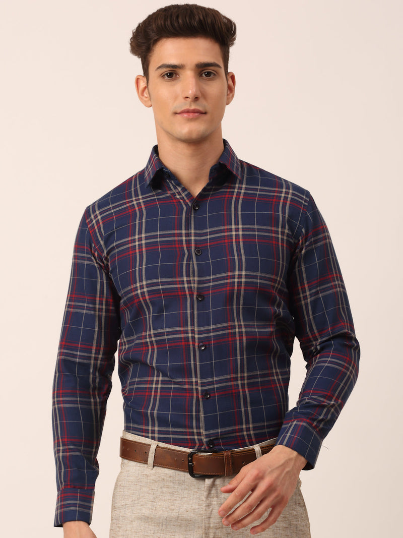 Indian Needle Men's Cotton Checked Formal Shirts