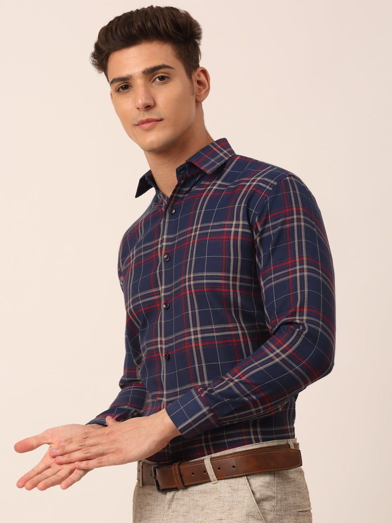 Indian Needle Men's Cotton Checked Formal Shirts