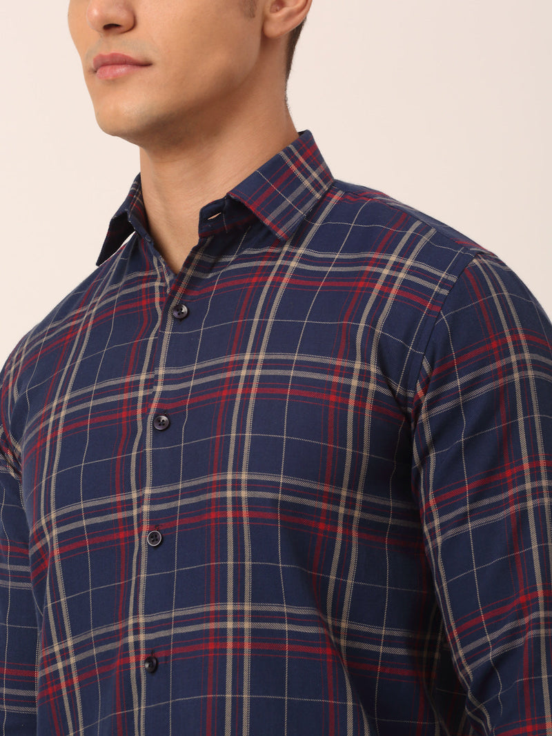 Indian Needle Men's Cotton Checked Formal Shirts