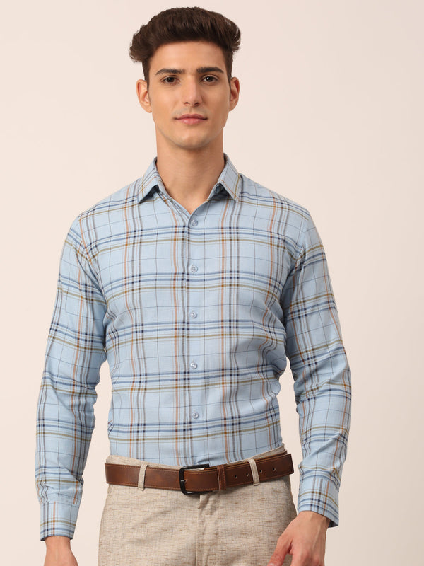 Indian Needle Men's Cotton Checked Formal Shirts