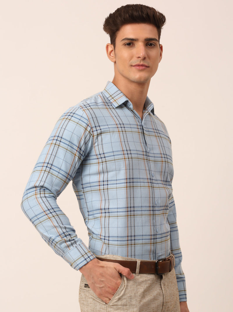 Indian Needle Men's Cotton Checked Formal Shirts