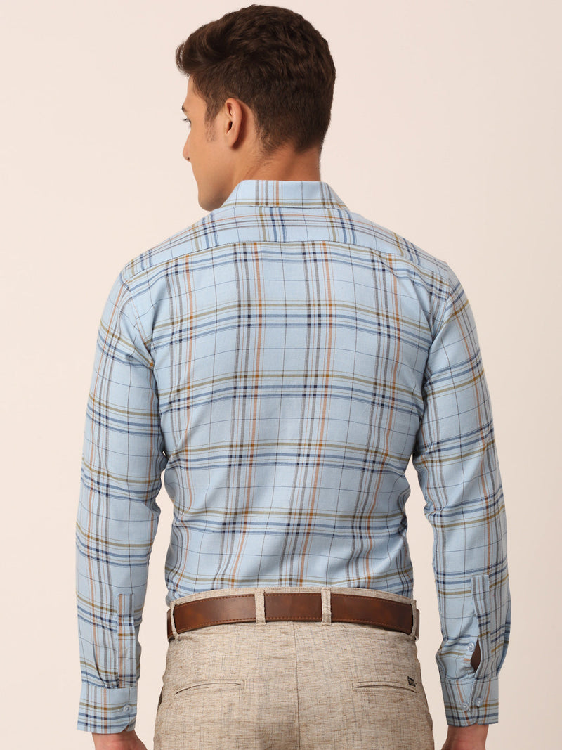 Indian Needle Men's Cotton Checked Formal Shirts