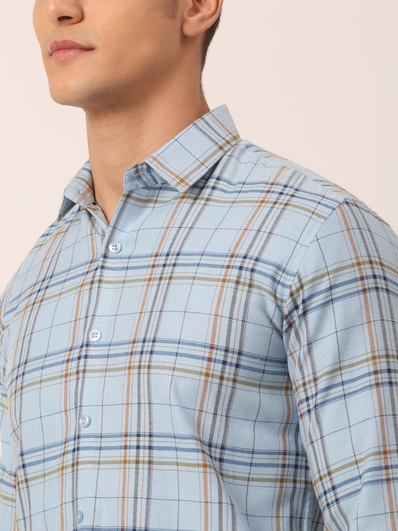 Indian Needle Men's Cotton Checked Formal Shirts