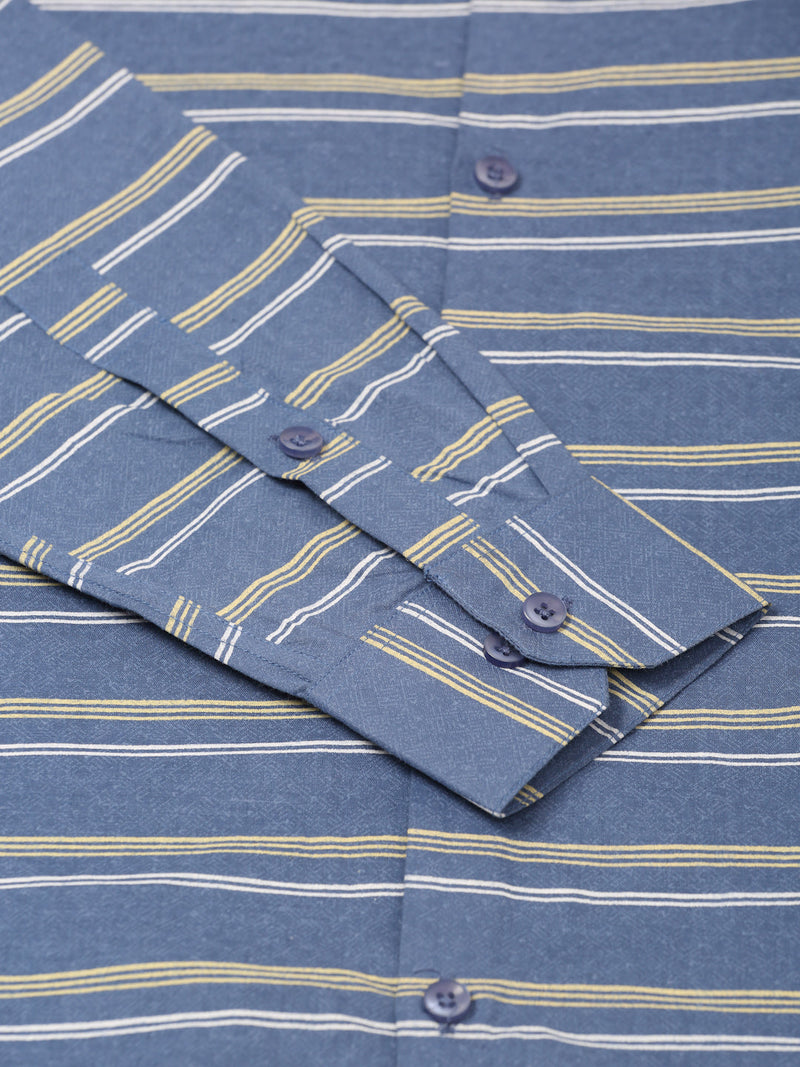 Indian Needle Men's  Cotton Striped Formal Shirts