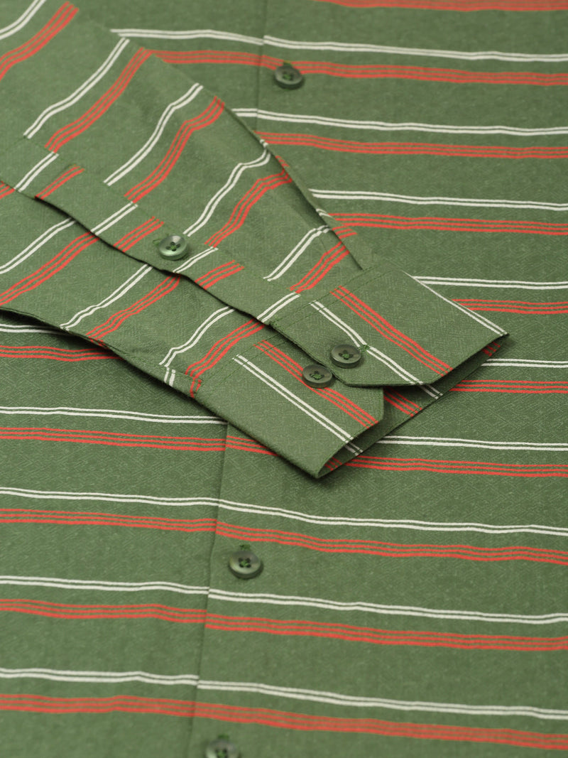 Indian Needle Men's  Cotton Striped Formal Shirts