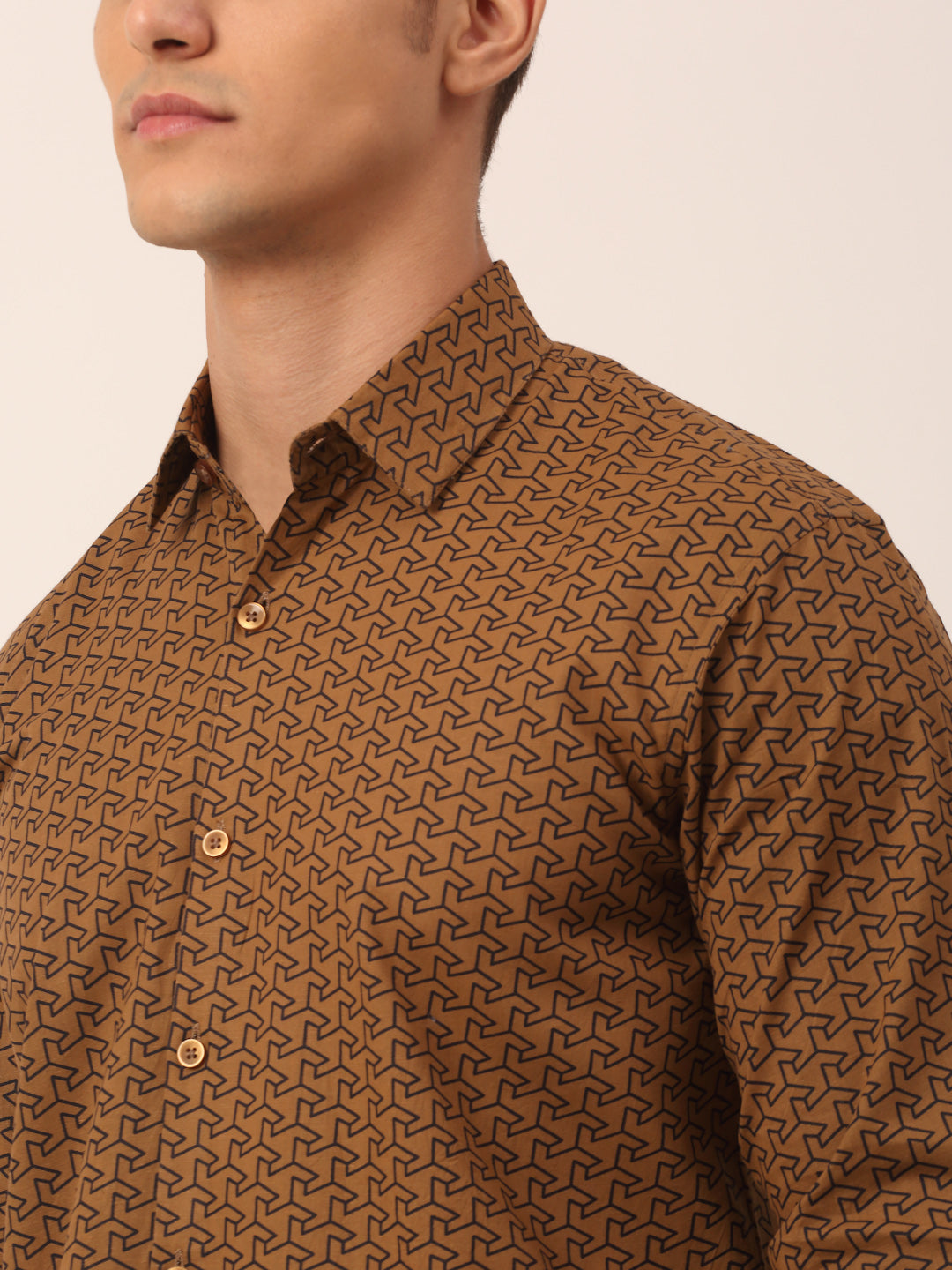 Indian Needle Men's  Cotton Printed Formal Shirts