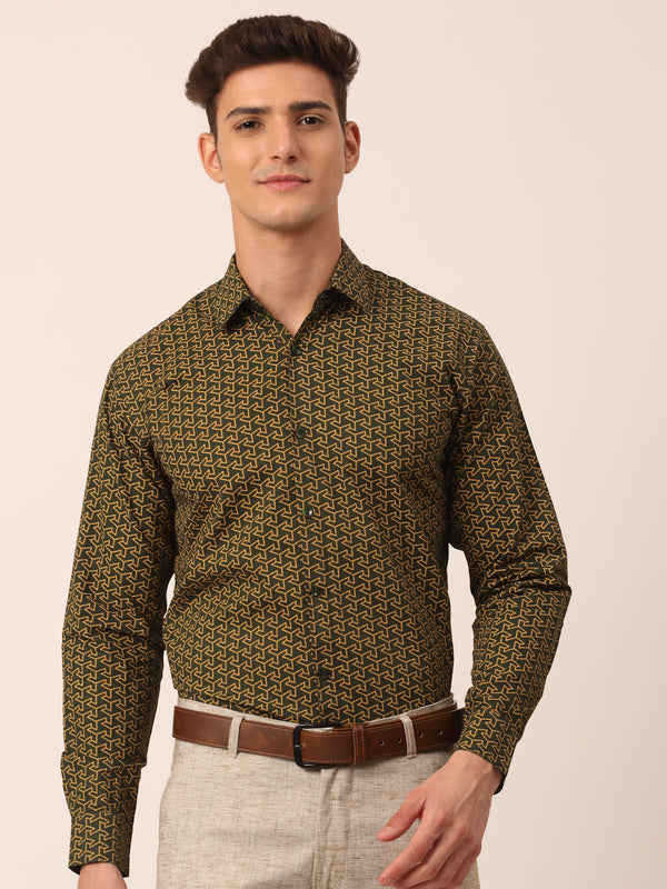 Indian Needle Men's  Cotton Printed Formal Shirts