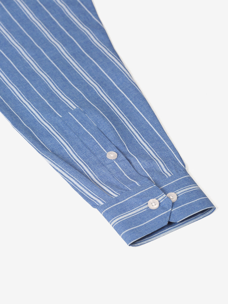 Men Blue & White Classic Striped Formal Shirt