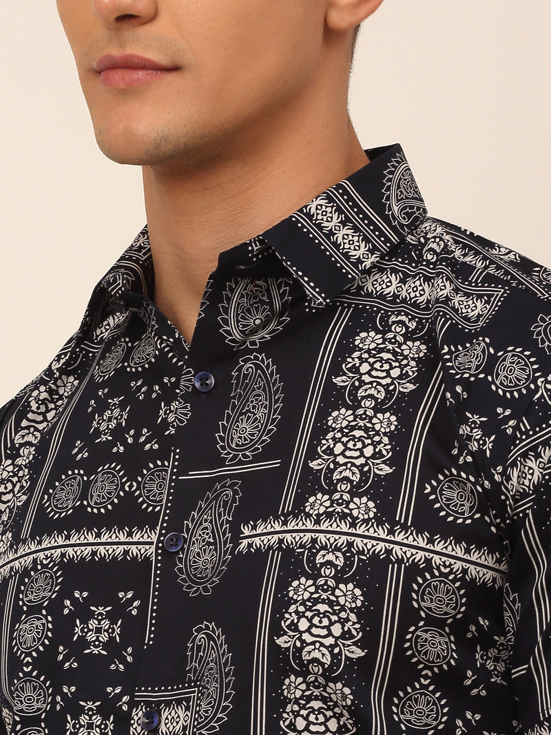 Indian Needle Men's Cotton Printed Formal Shirts