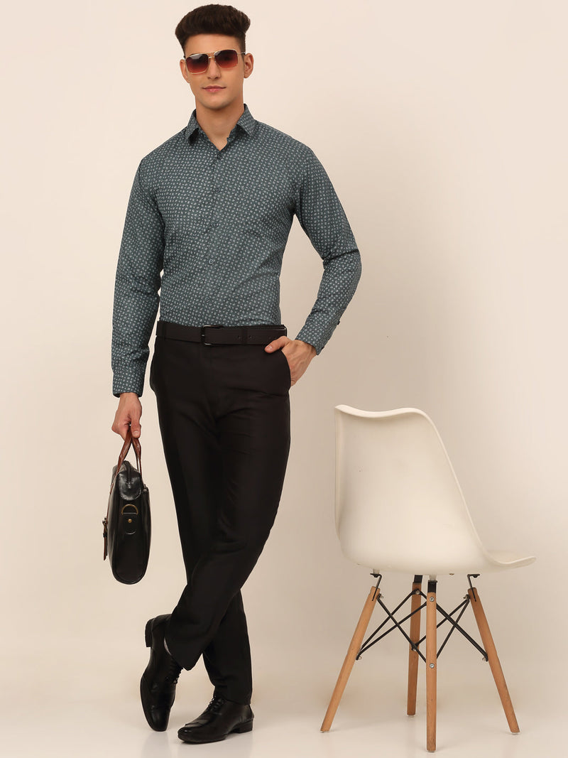 Men Grey Classic Printed Formal Shirt