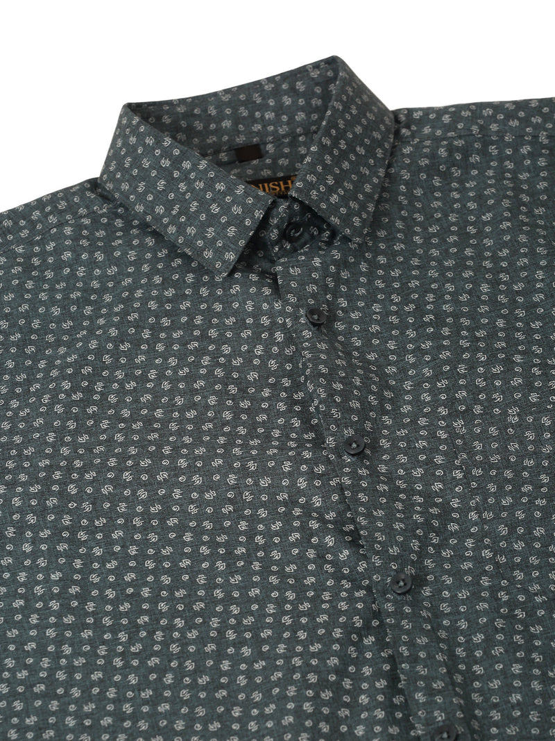 Men Grey Classic Printed Formal Shirt