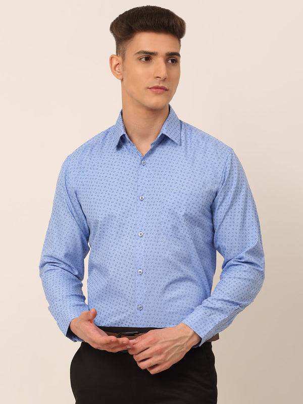 Men Blue Classic Printed Formal Shirt