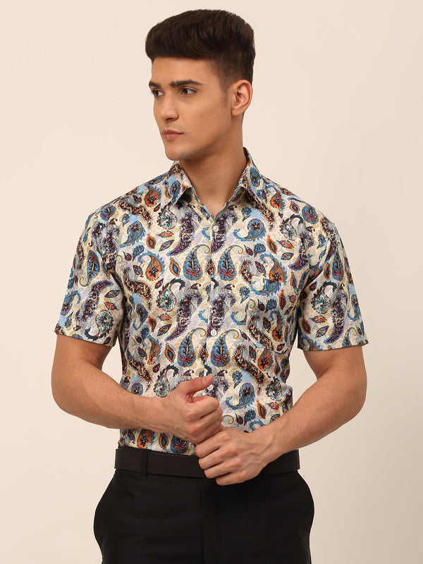 Indian Needle Men's Cotton Printed Formal Shirts