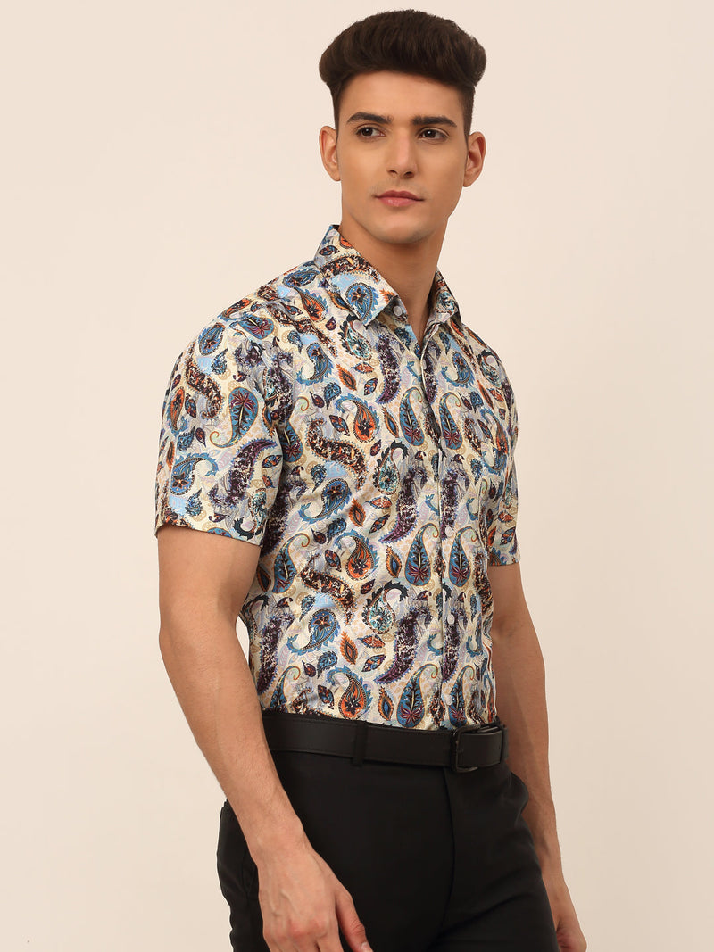 Indian Needle Men's Cotton Printed Formal Shirts