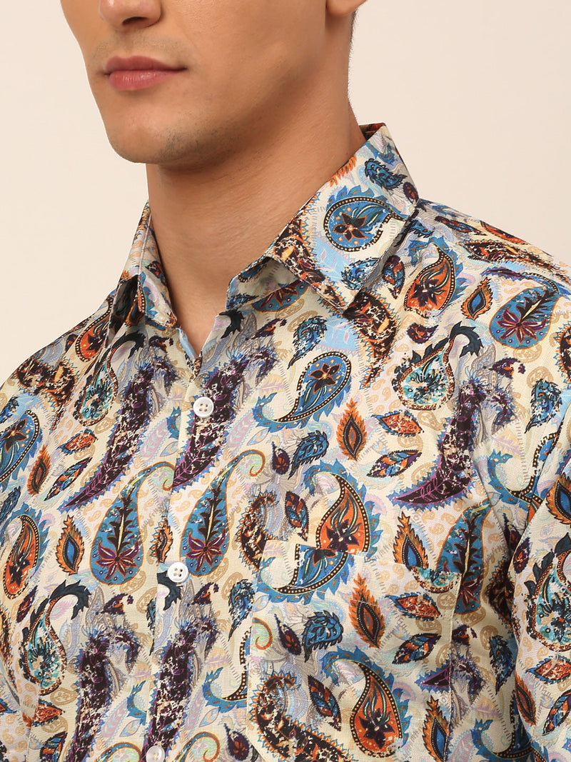 Indian Needle Men's Cotton Printed Formal Shirts