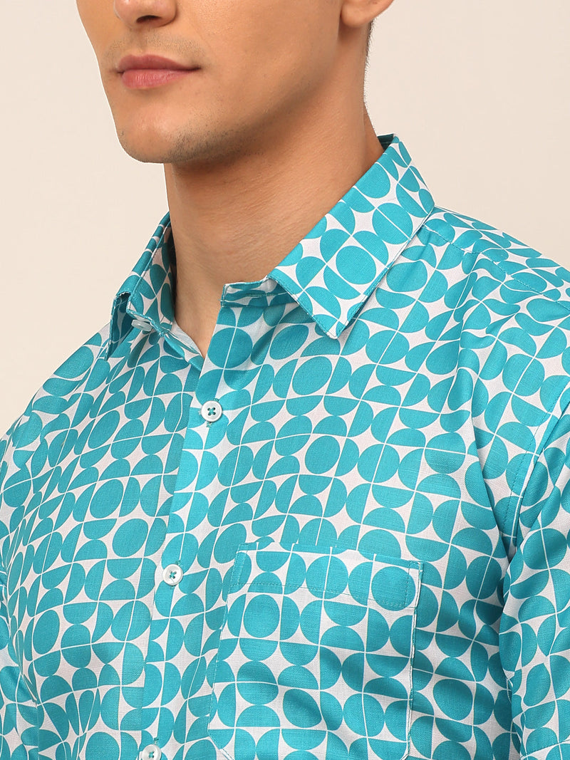 Indian Needle Men's Cotton Printed Formal Shirts