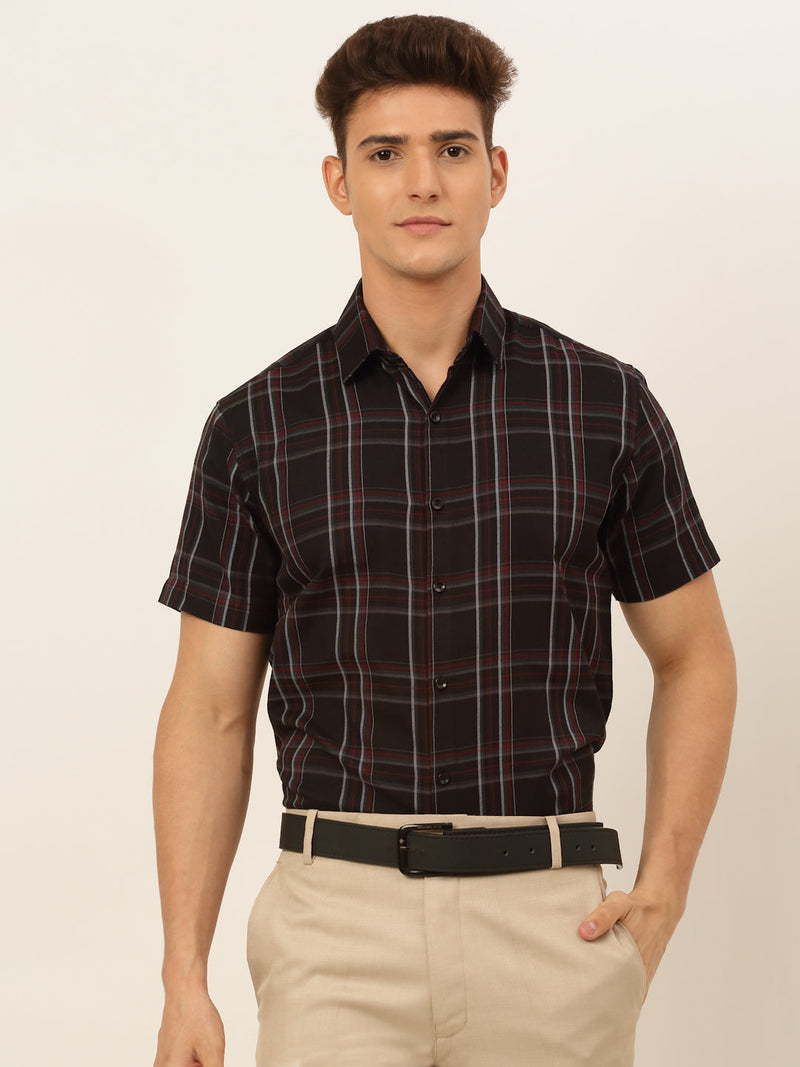 Indian Needle Men's Cotton Checked Formal Shirts