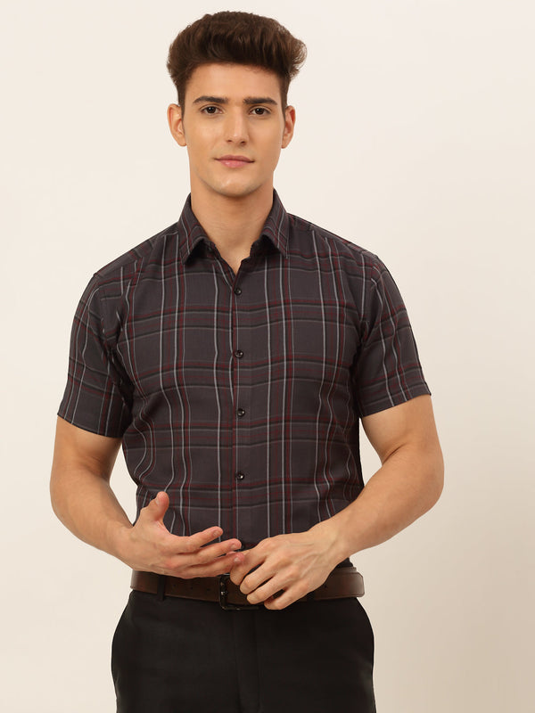 Indian Needle Men's Cotton Checked Formal Shirts