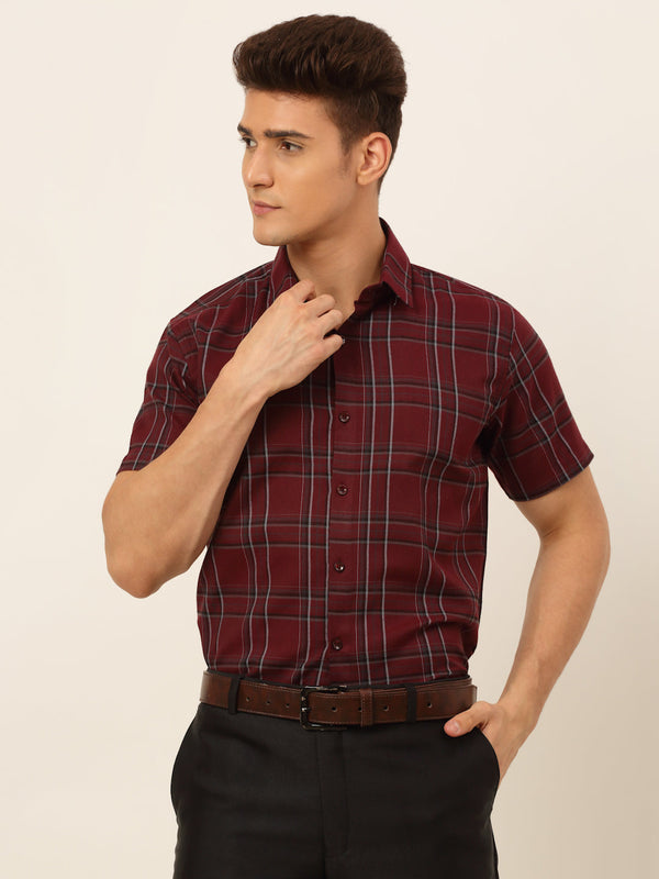 Indian Needle Men's Cotton Checked Formal Shirts