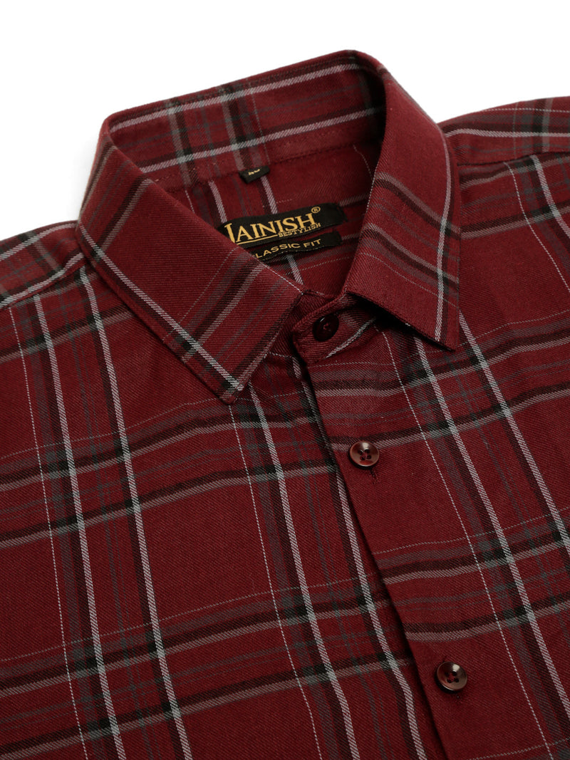 Indian Needle Men's Cotton Checked Formal Shirts