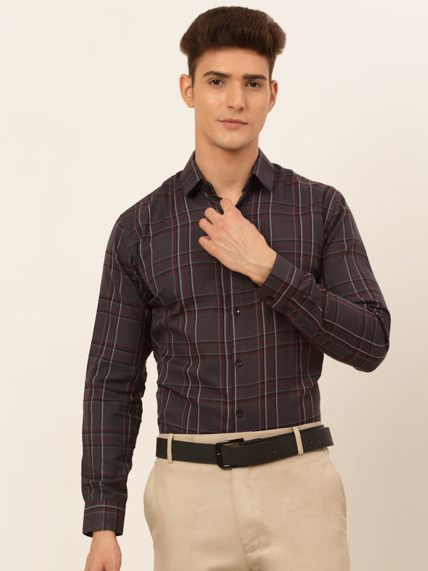 Indian Needle Men's Cotton Checked Formal Shirts