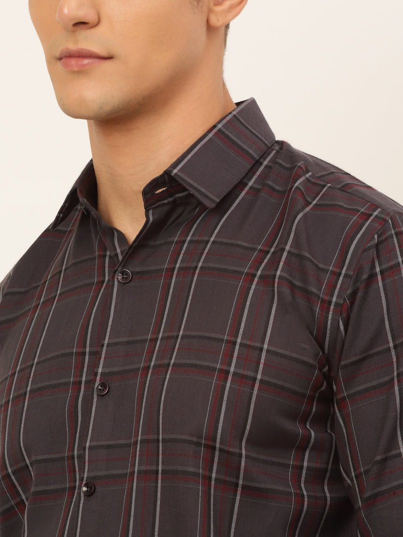 Indian Needle Men's Cotton Checked Formal Shirts