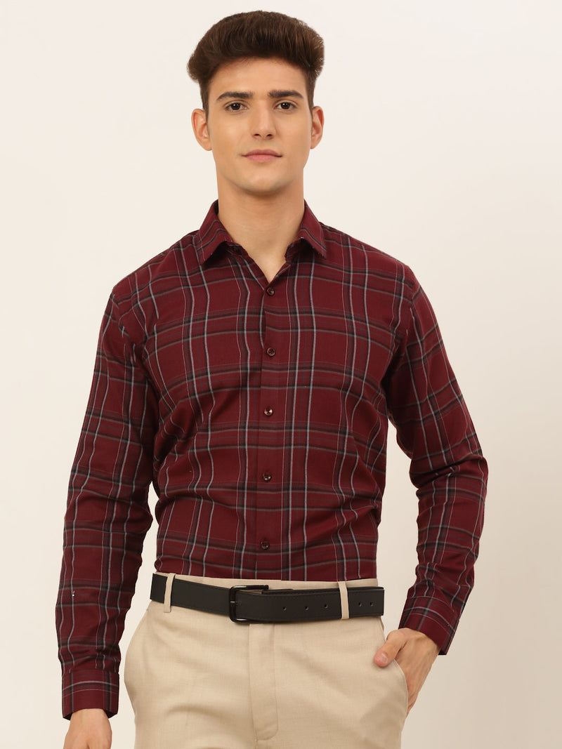 Indian Needle Men's Cotton Checked Formal Shirts