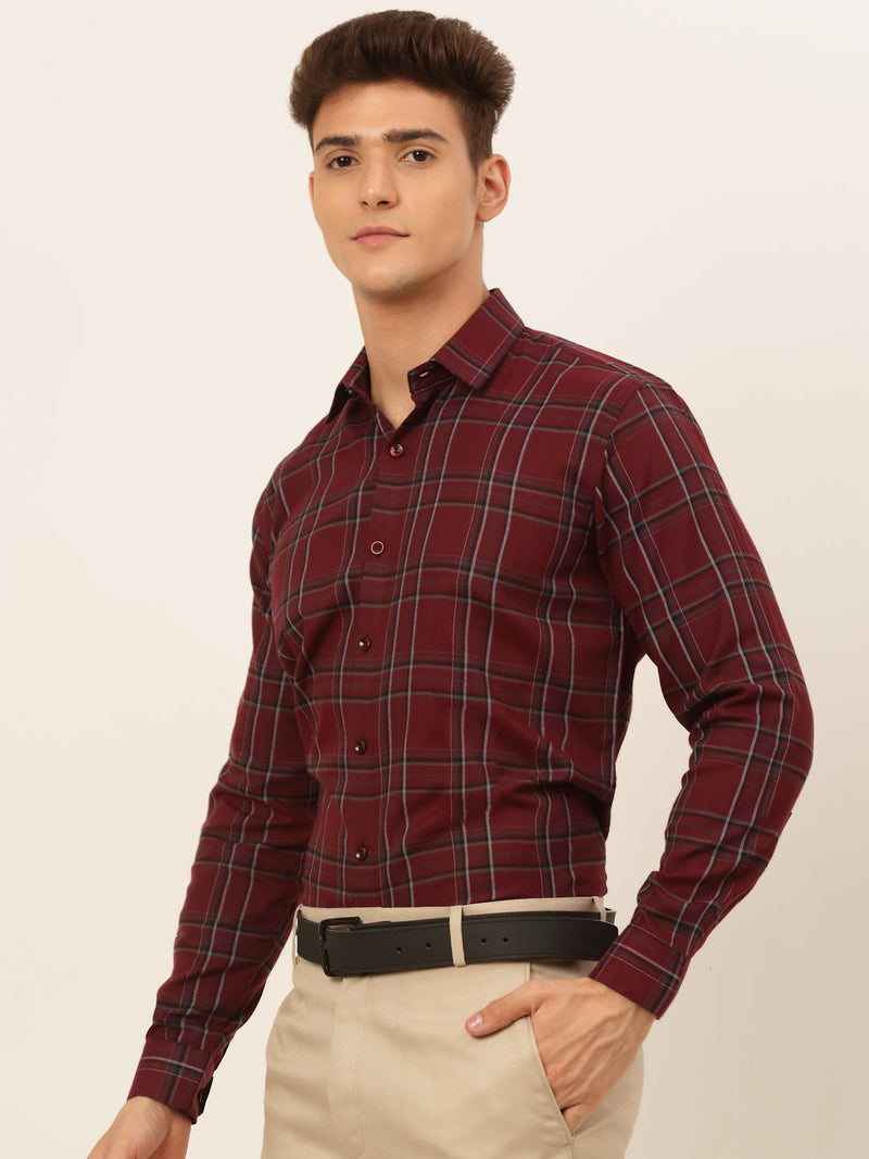 Indian Needle Men's Cotton Checked Formal Shirts