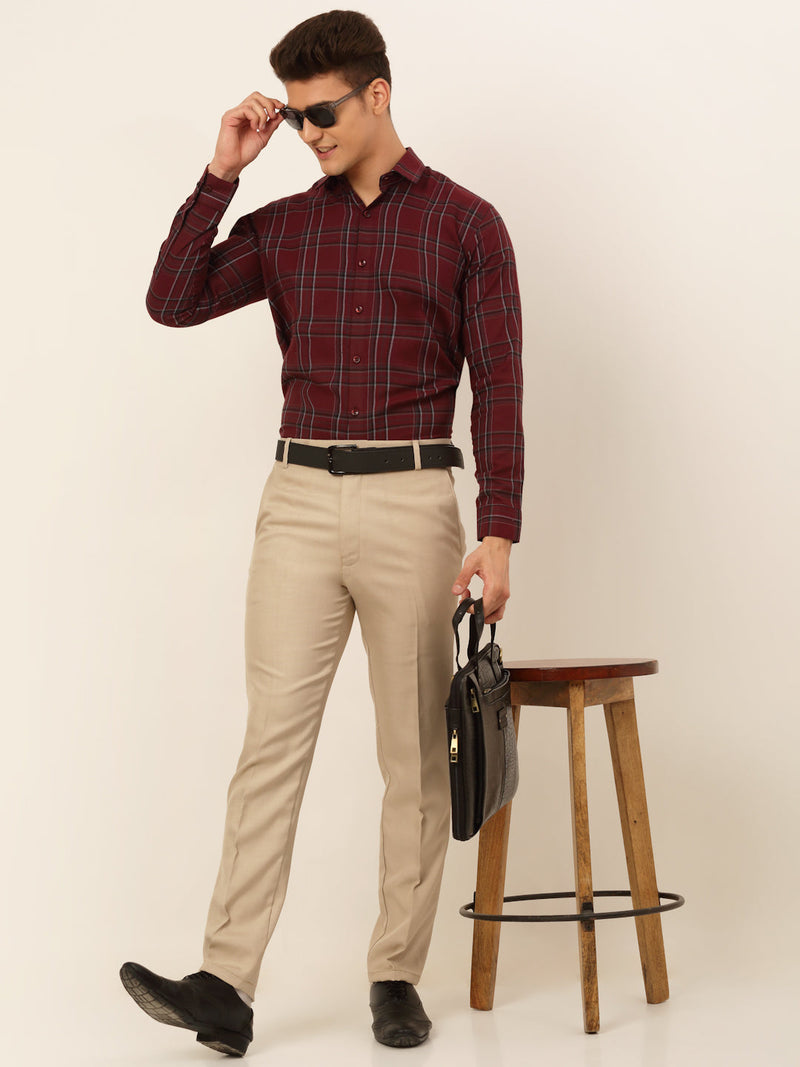 Indian Needle Men's Cotton Checked Formal Shirts