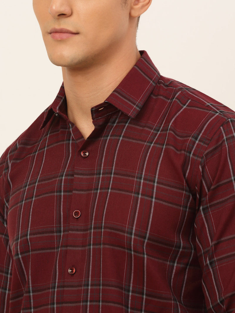 Indian Needle Men's Cotton Checked Formal Shirts