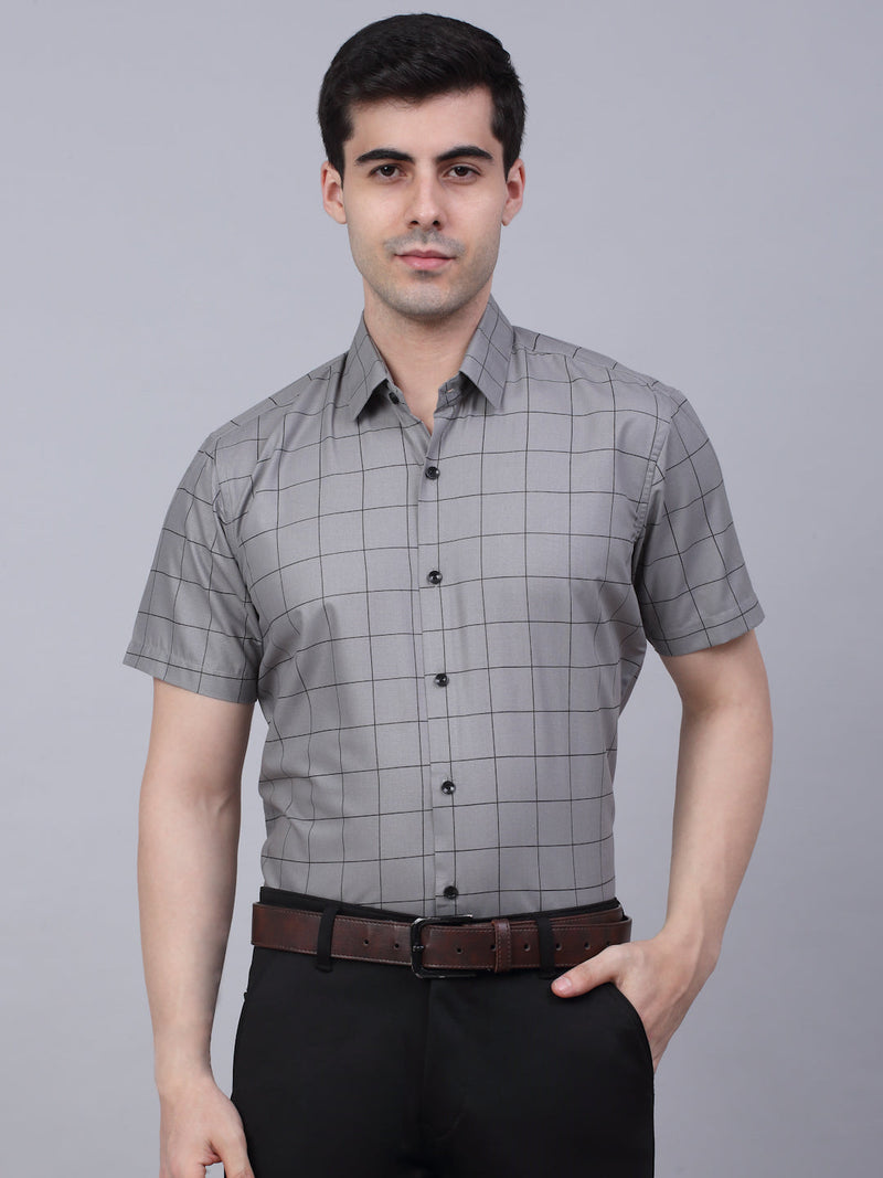 Indian Needle Men's Cotton Half Sleeve Checked Formal Shirts