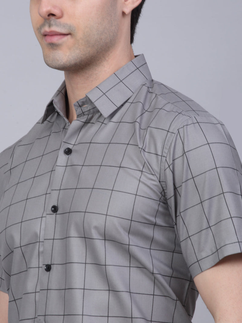 Indian Needle Men's Cotton Half Sleeve Checked Formal Shirts