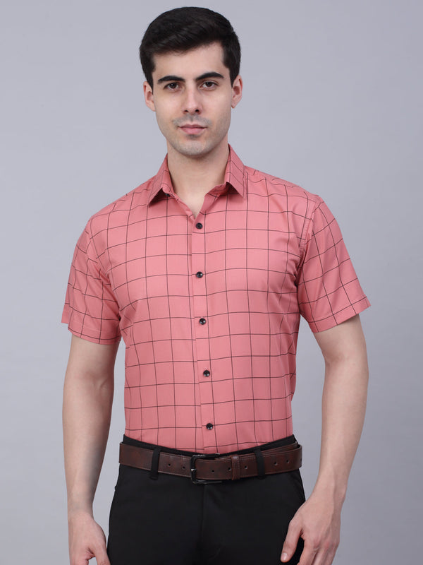 Indian Needle Men's Cotton Half Sleeve Checked Formal Shirts