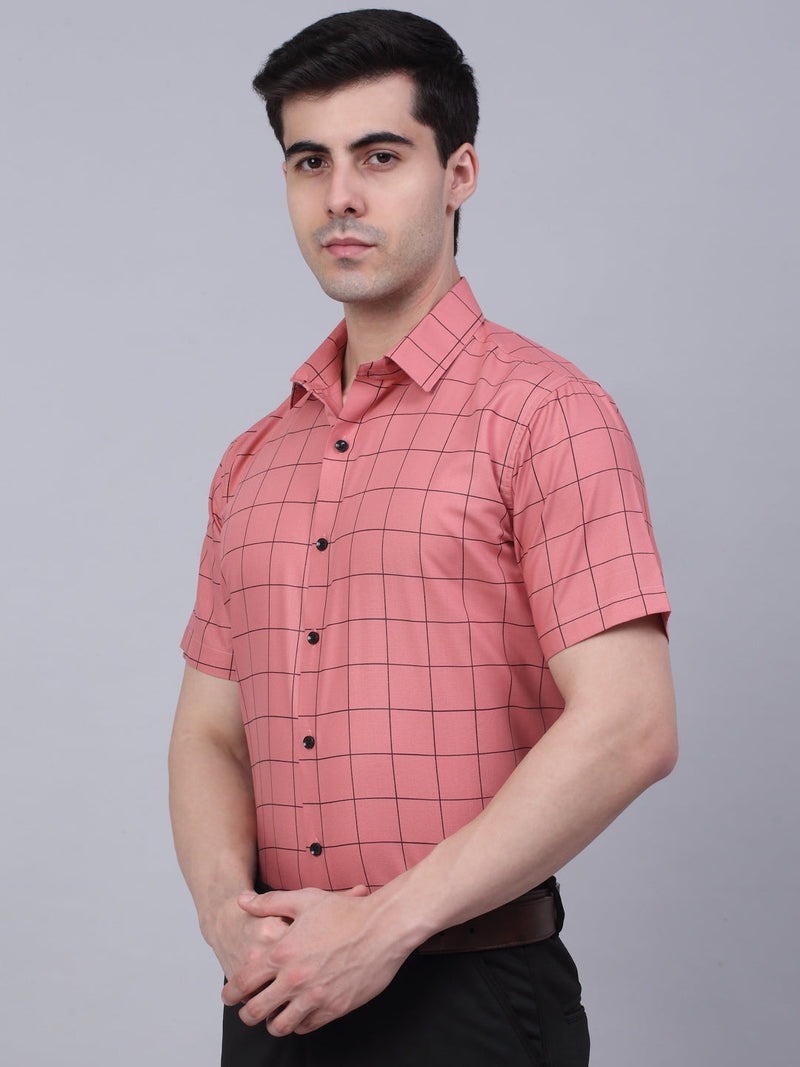 Indian Needle Men's Cotton Half Sleeve Checked Formal Shirts