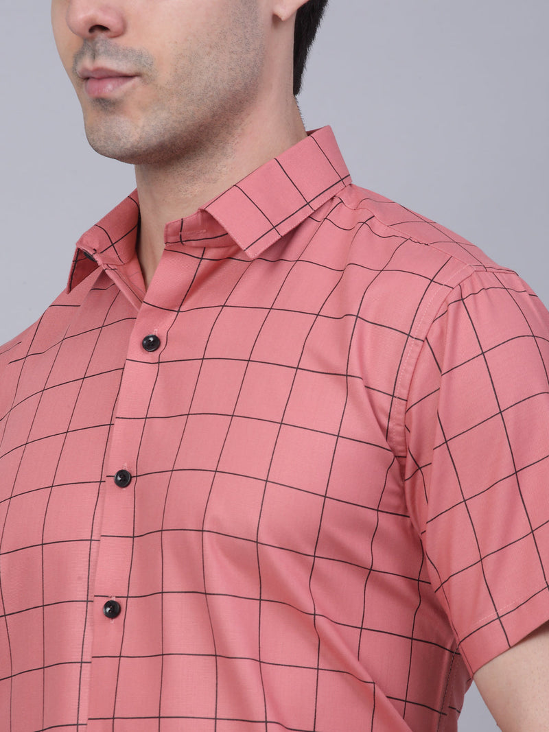 Indian Needle Men's Cotton Half Sleeve Checked Formal Shirts