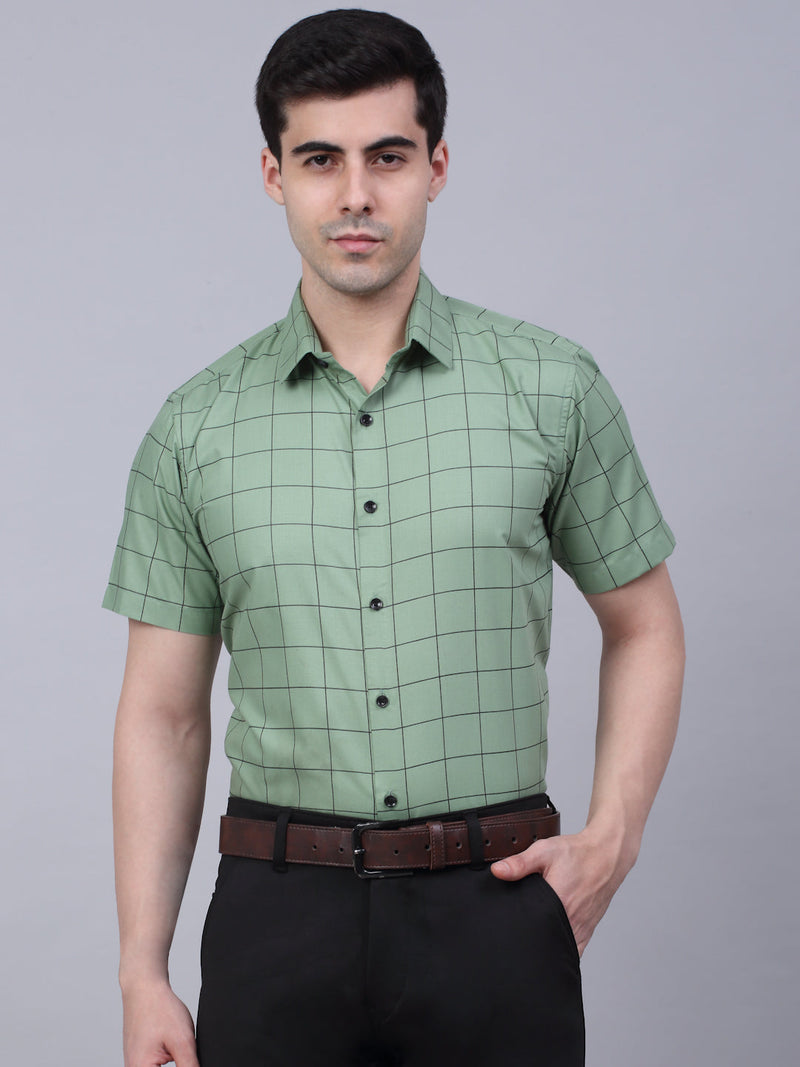 Indian Needle Men's Cotton Half Sleeve Checked Formal Shirts